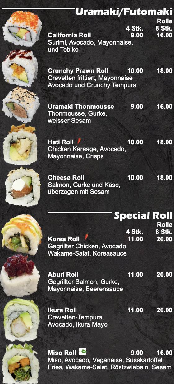 Menu di KungFu Chicken Solothurn – Asian Kitchen & Sushi 