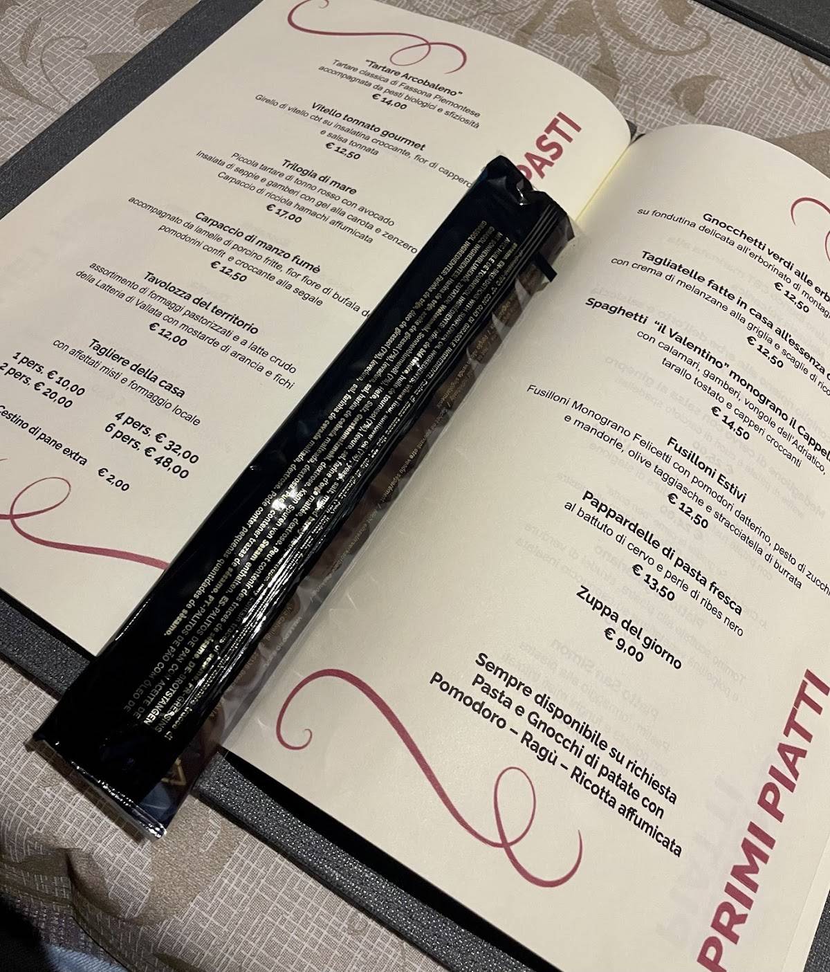 Menu di L' Arièt 