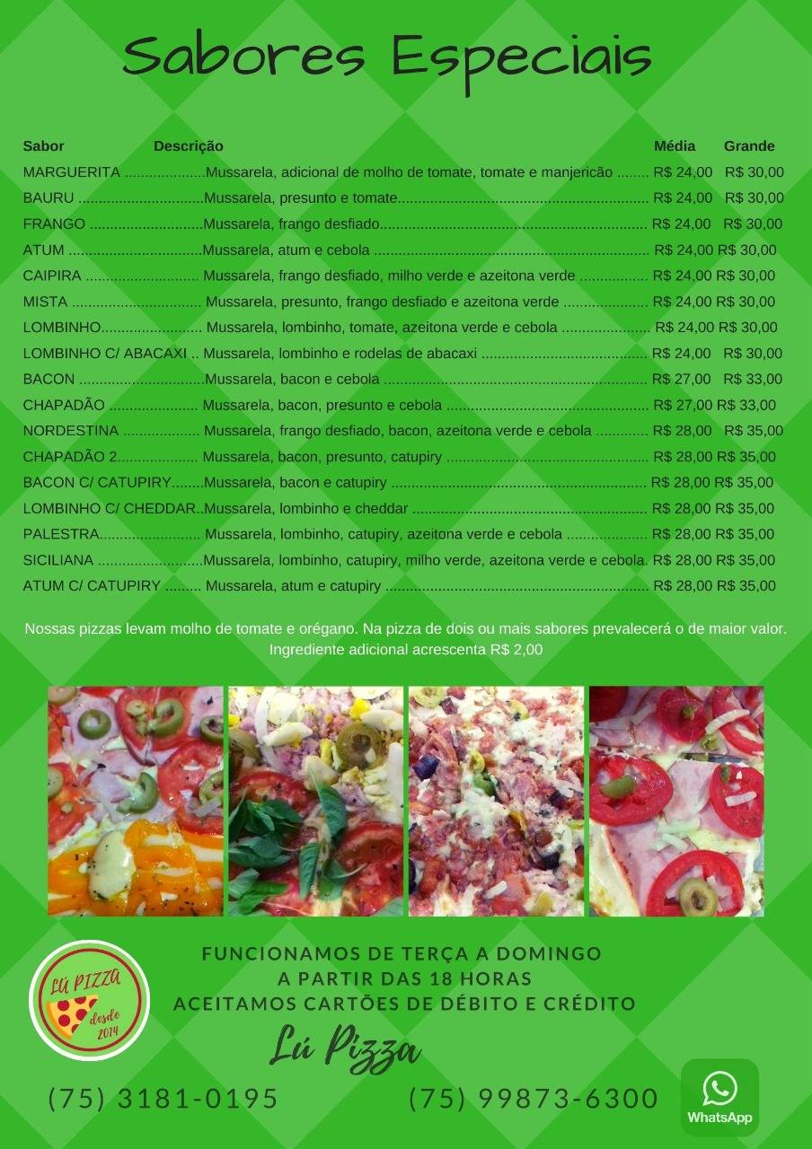 Lú Pizza cardápio