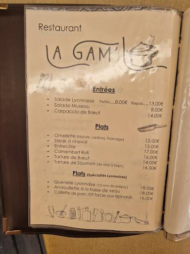Menu de LA GAM'L