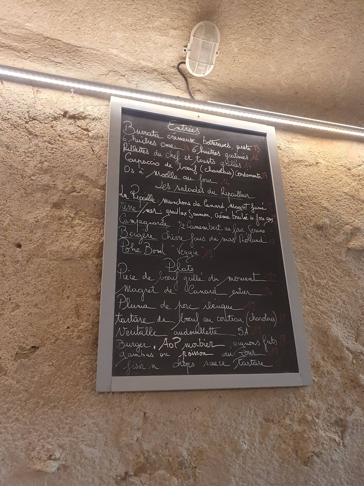 Menu de LA RIPAILLE - Restaurant