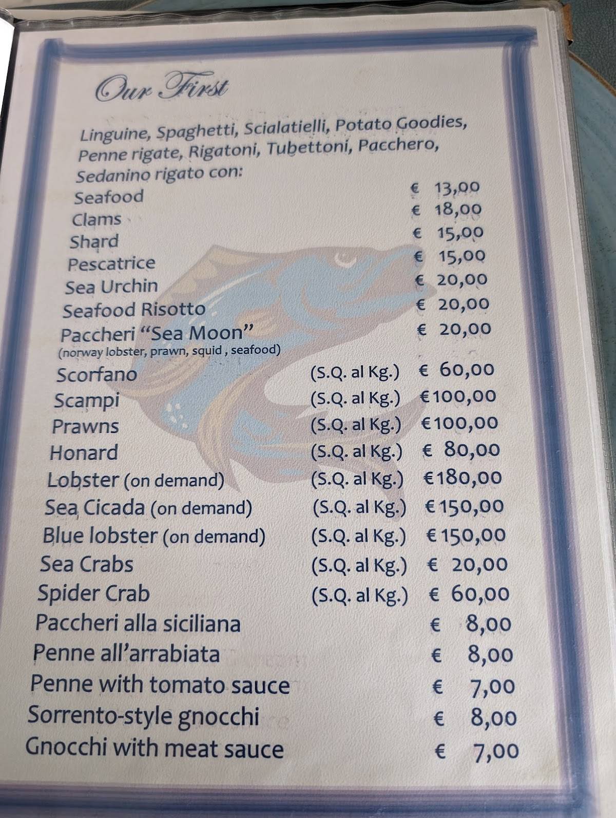 Menu di LA TERRAZZA BY MARELUNA 