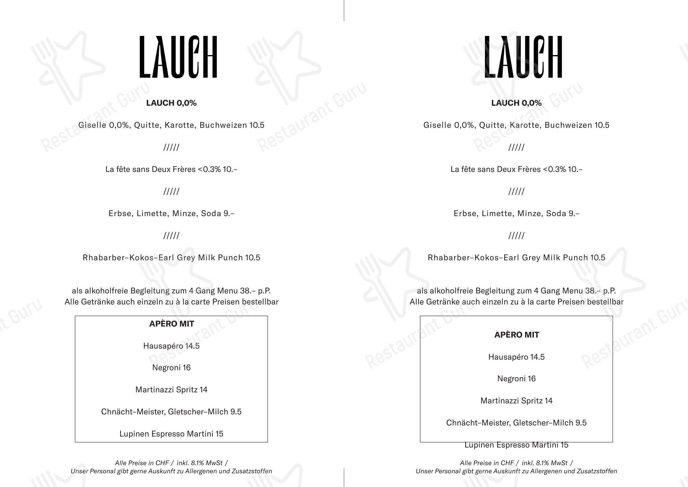 LAUCH in Basilea - Dinner Menu