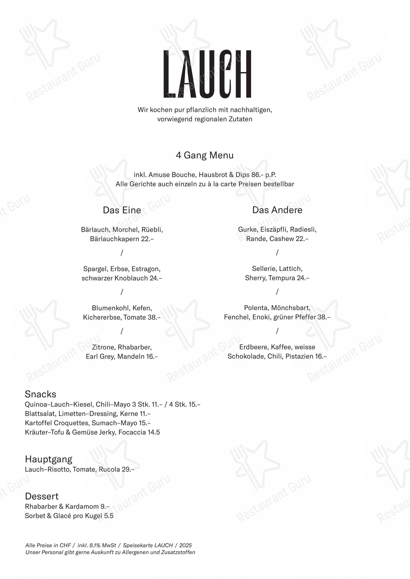 LAUCH in Basilea - Menu