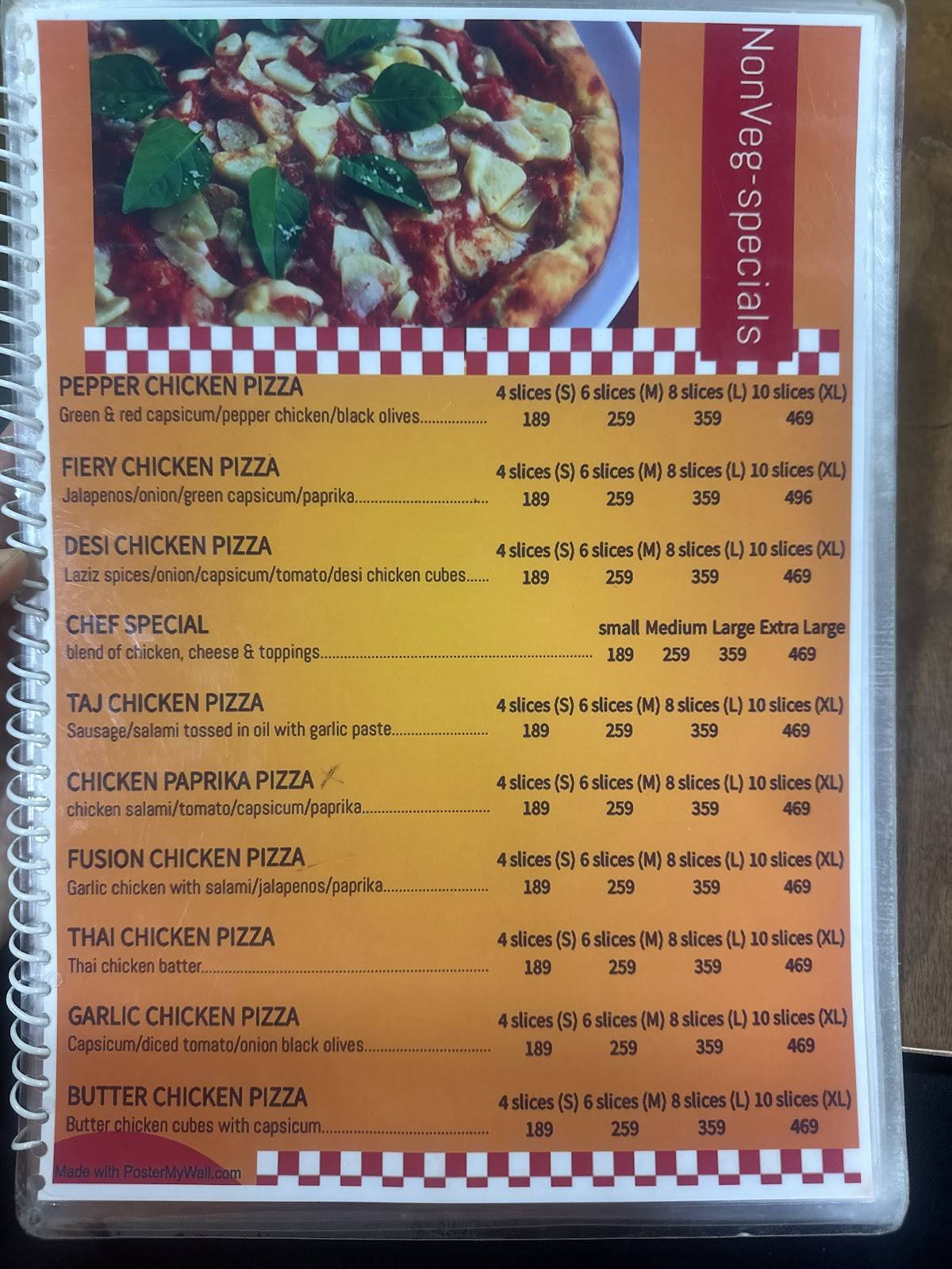 LAZIZ PIZZA ROING menu