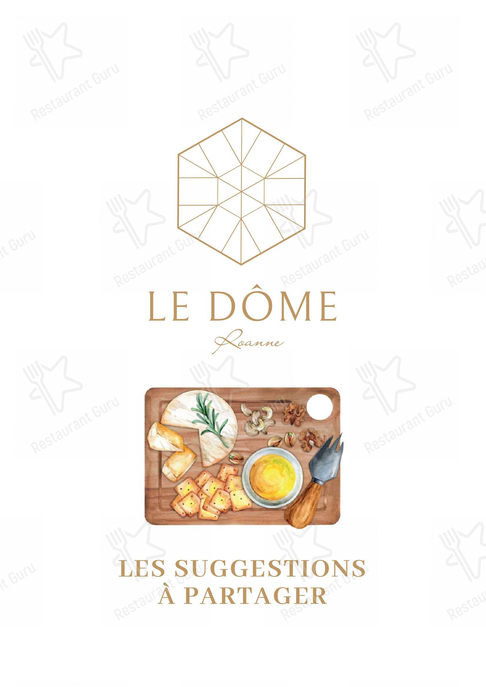 Menu pour Le Dôme - Menu bar