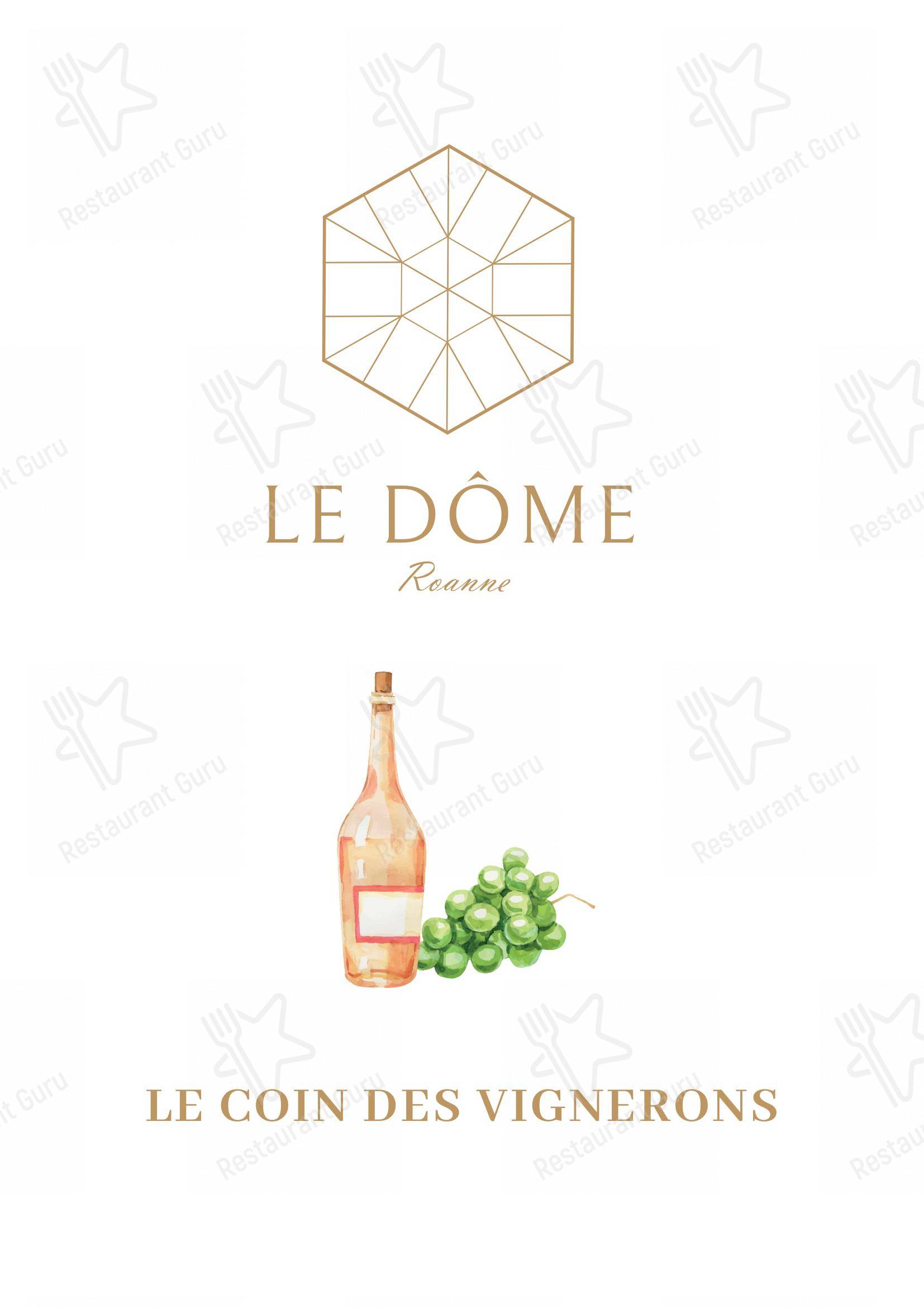 Menu pour Le Dôme - Menu bar