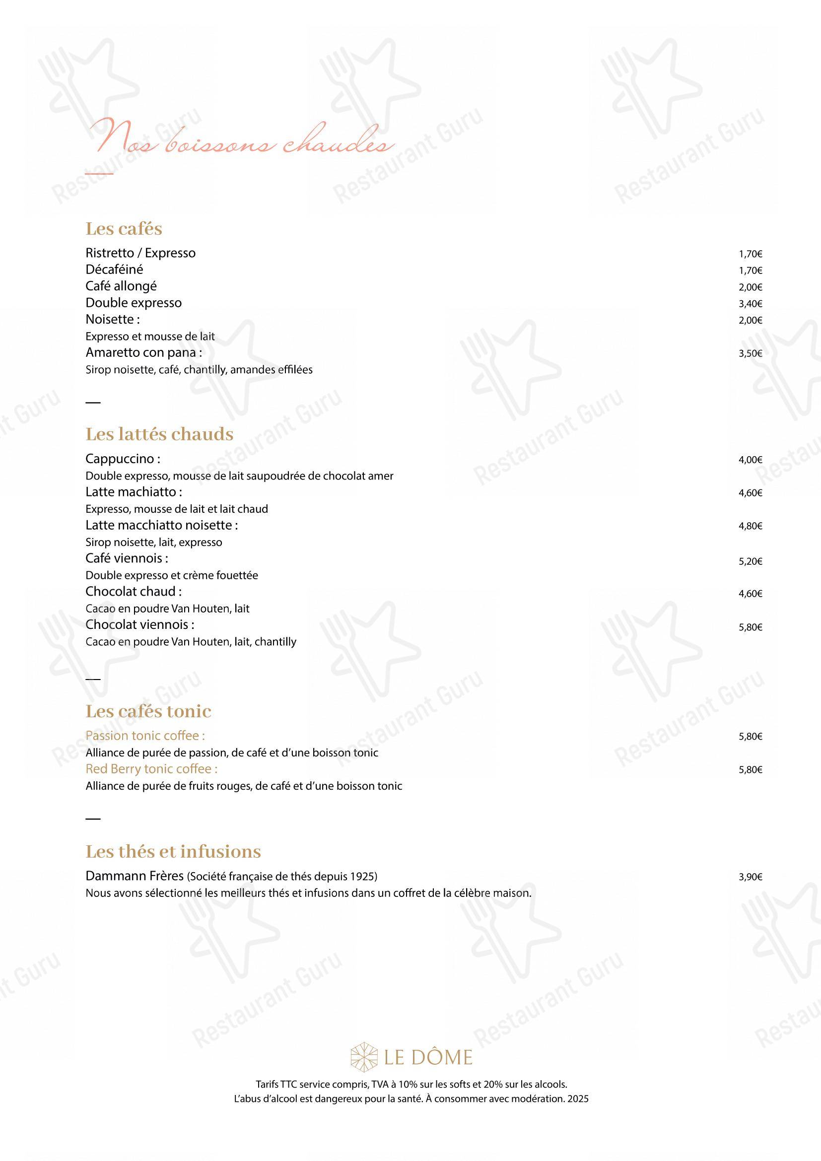 Le Dôme dans Roanne - Menu bar