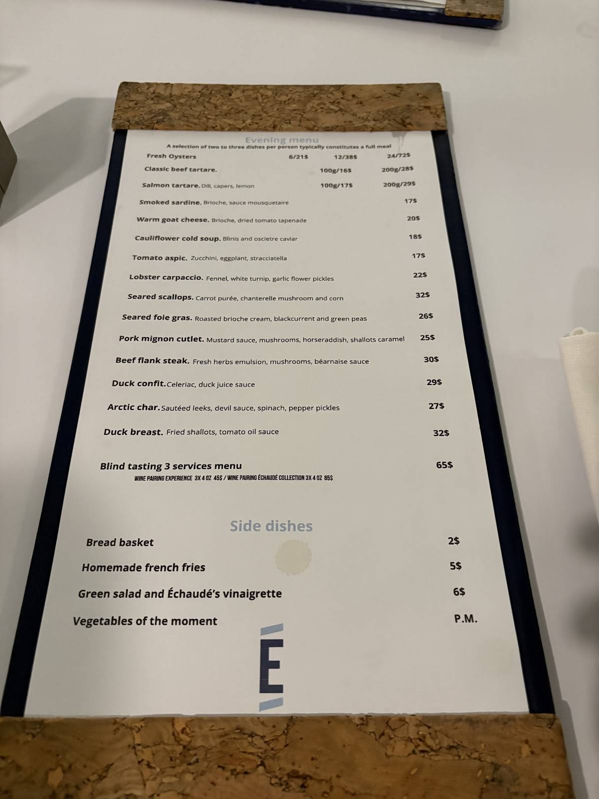 Menu de Restaurant L'Échaudé