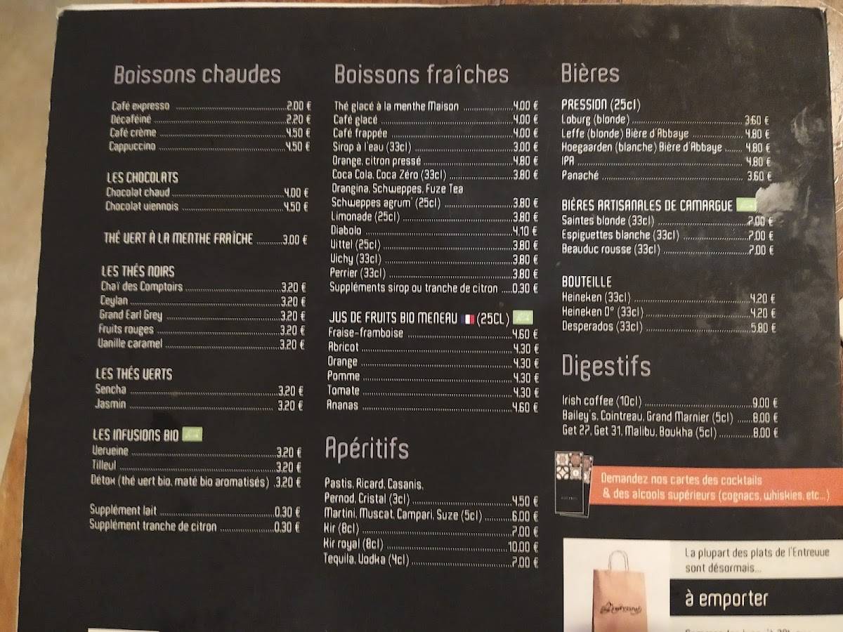 Menu de L'Entrevue