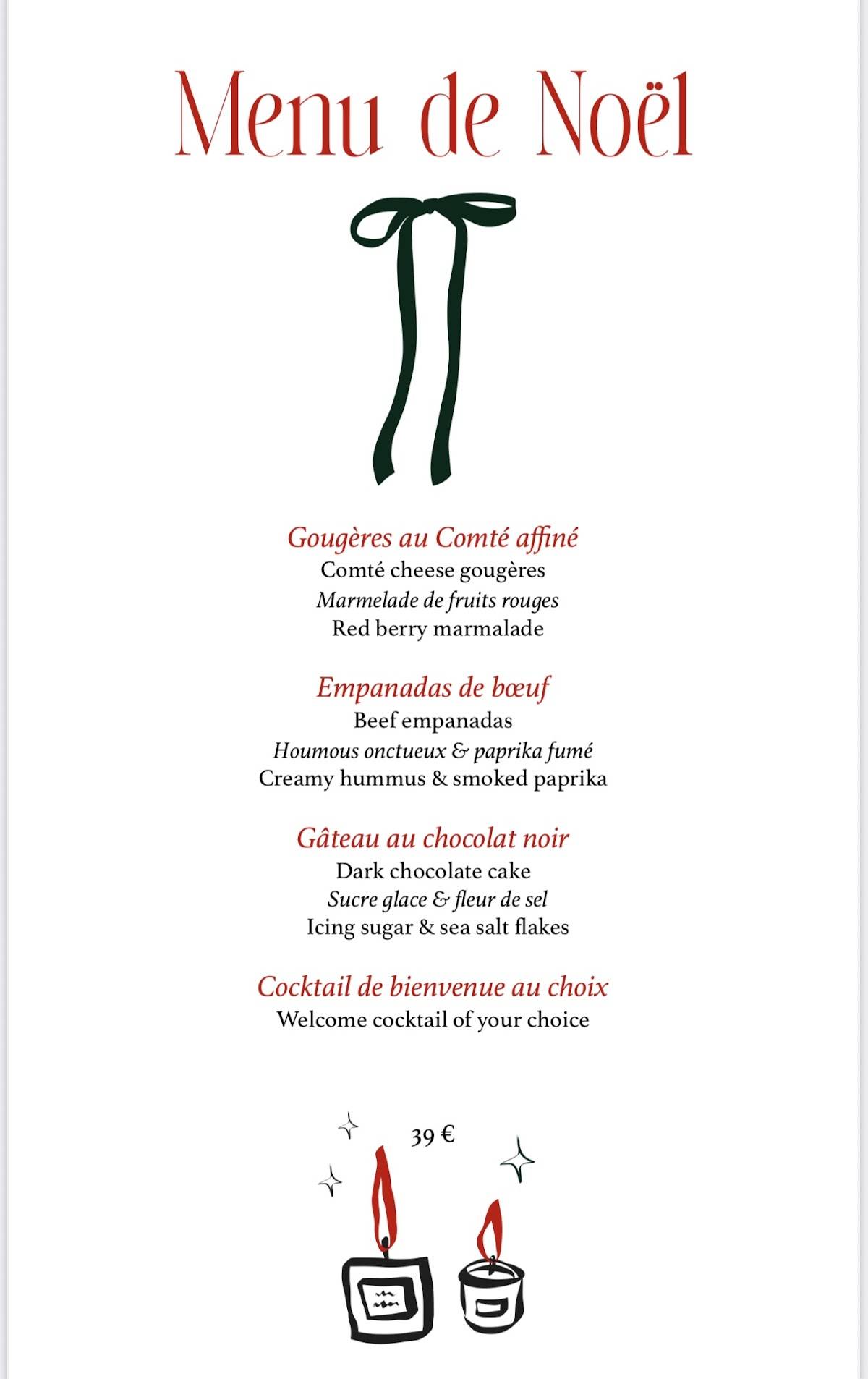Menu de L'Épicier