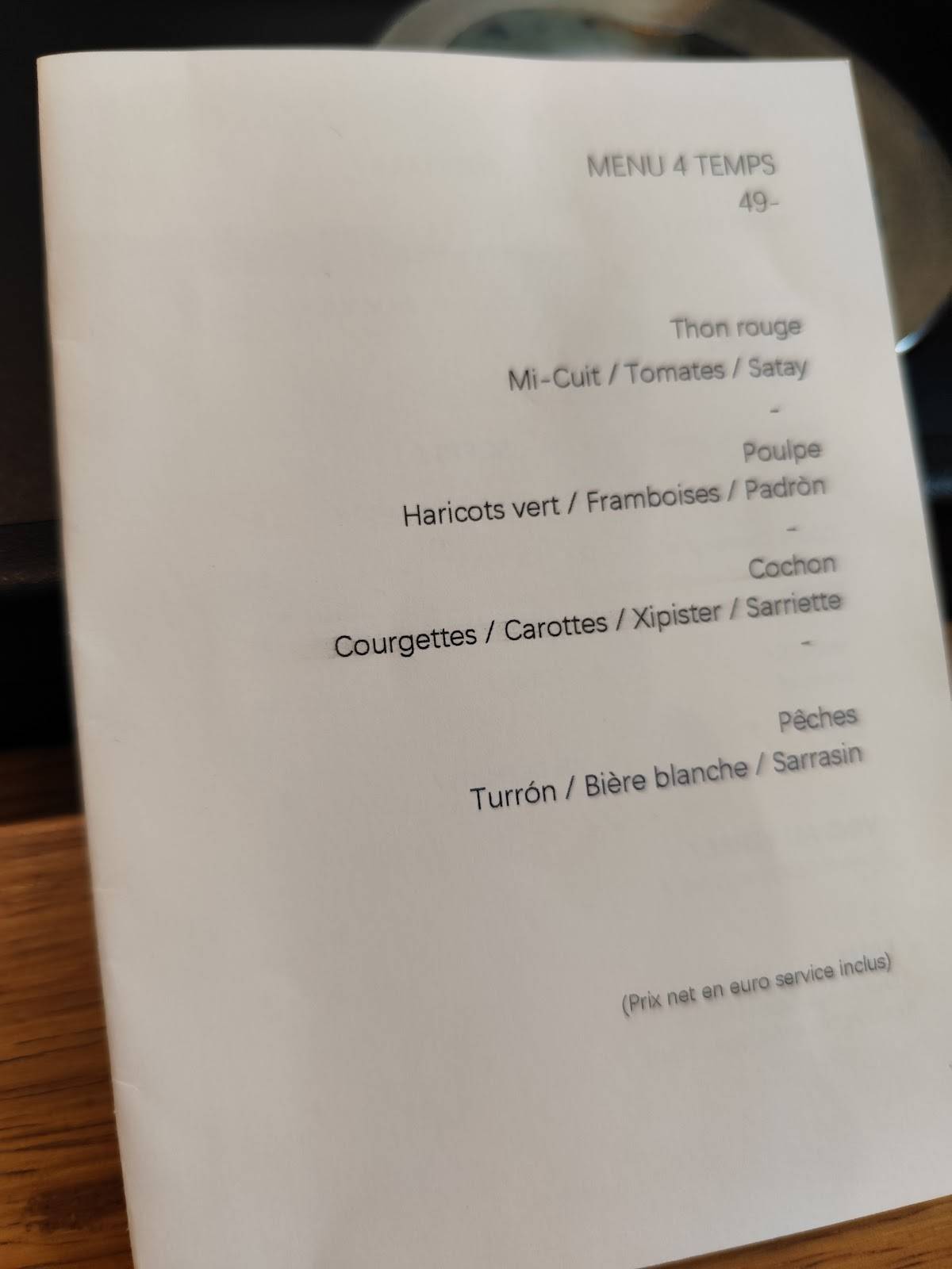 Menu de L'Interprète