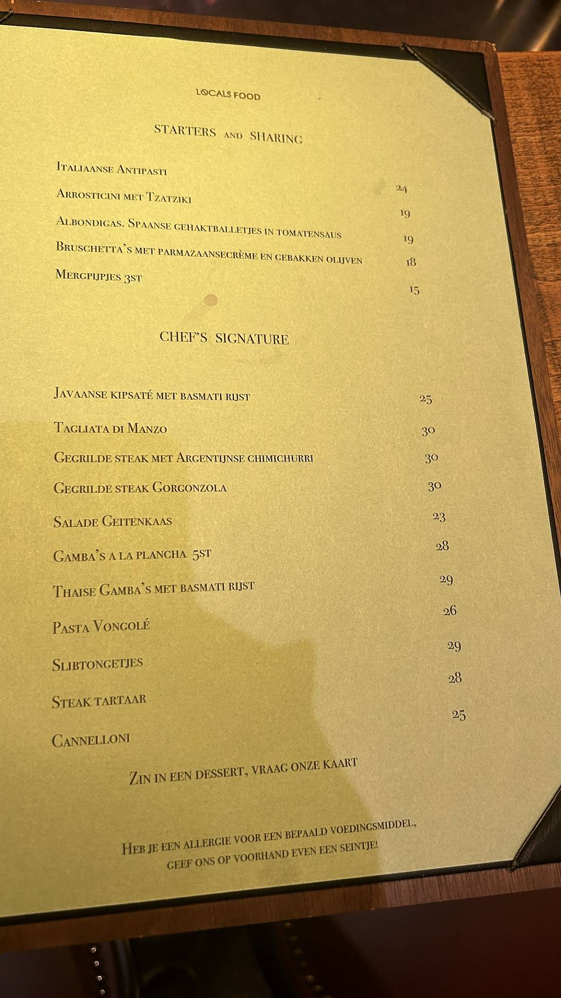 Menu de LØCALS