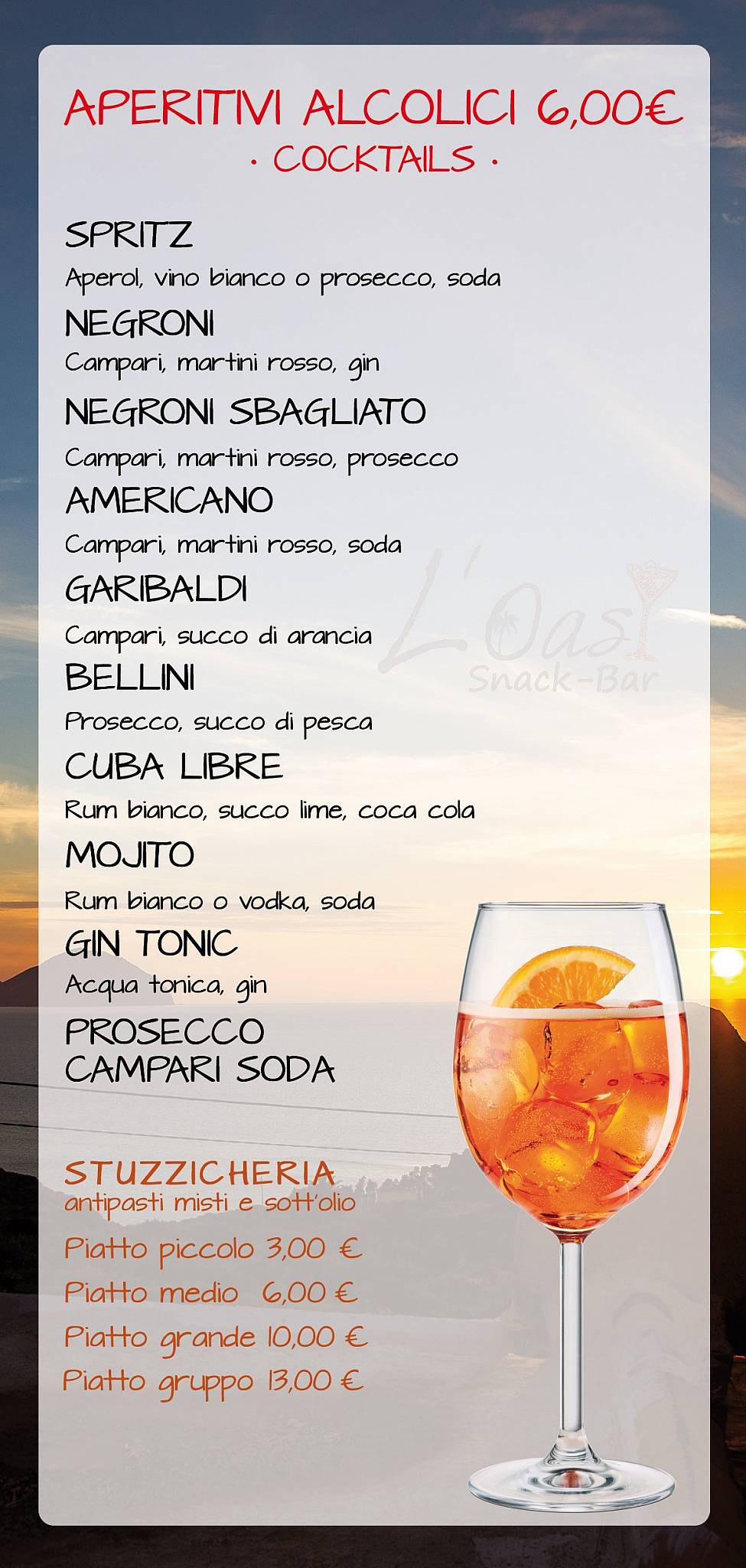 Menu di L'Oasi Snack-Bar 