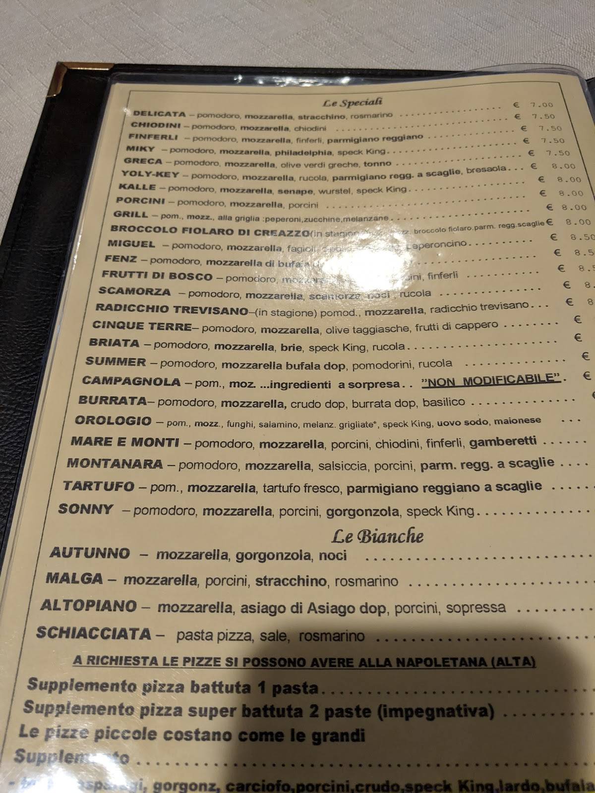 Menu di L'Orologio 