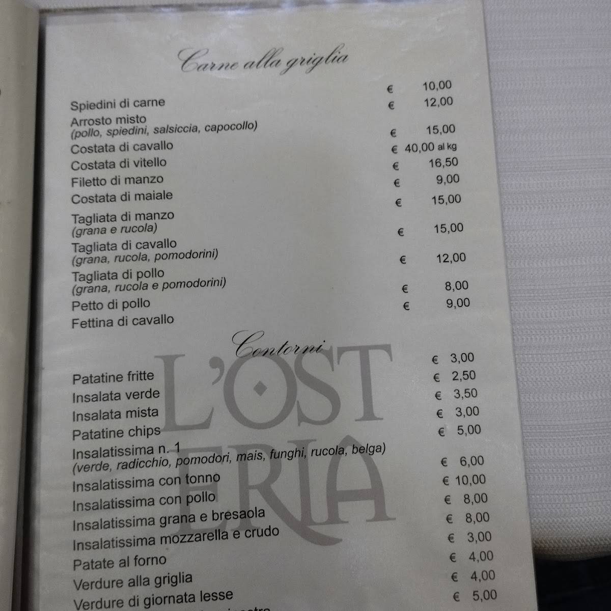 Menu di L'Osteria 