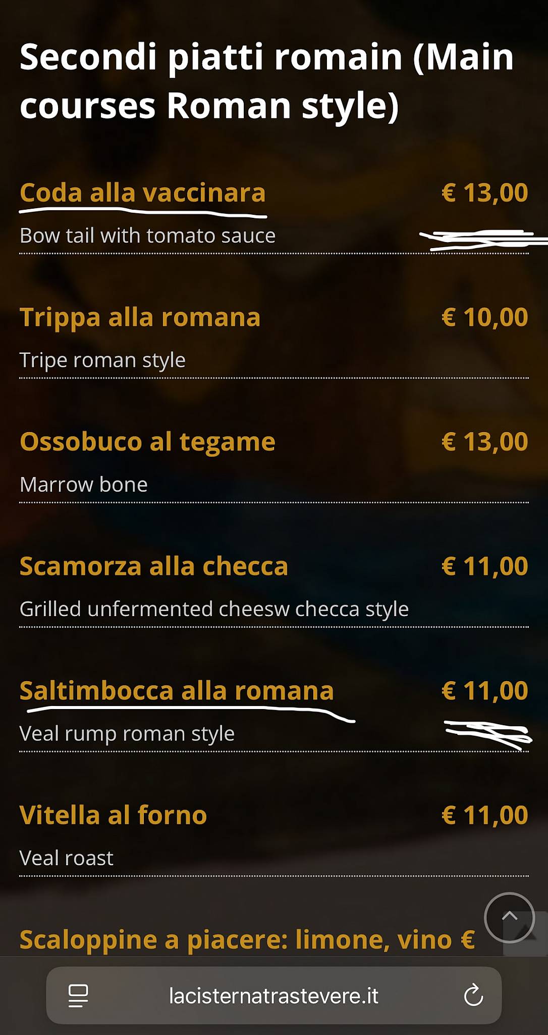 Menu di Trattoria Da Carlone 