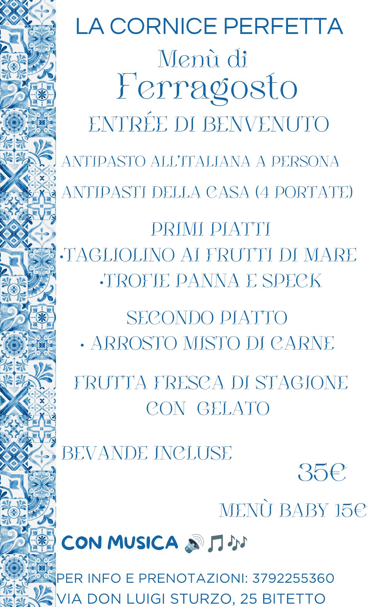 Menu di La Cornice Perfetta 