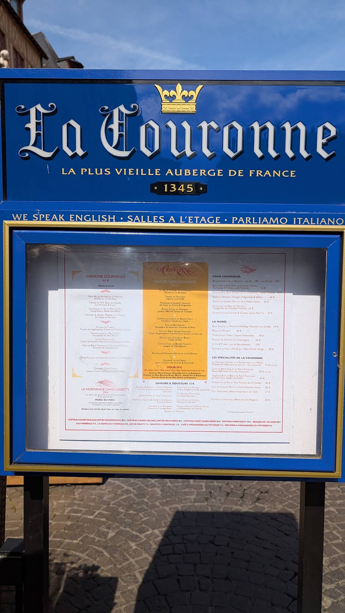 Menu de La Couronne