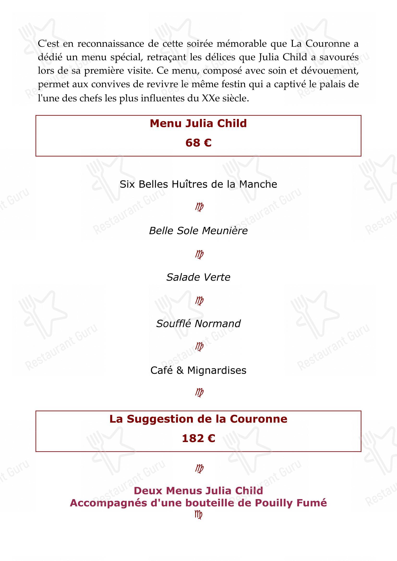Menu pour La Couronne - Menu bar