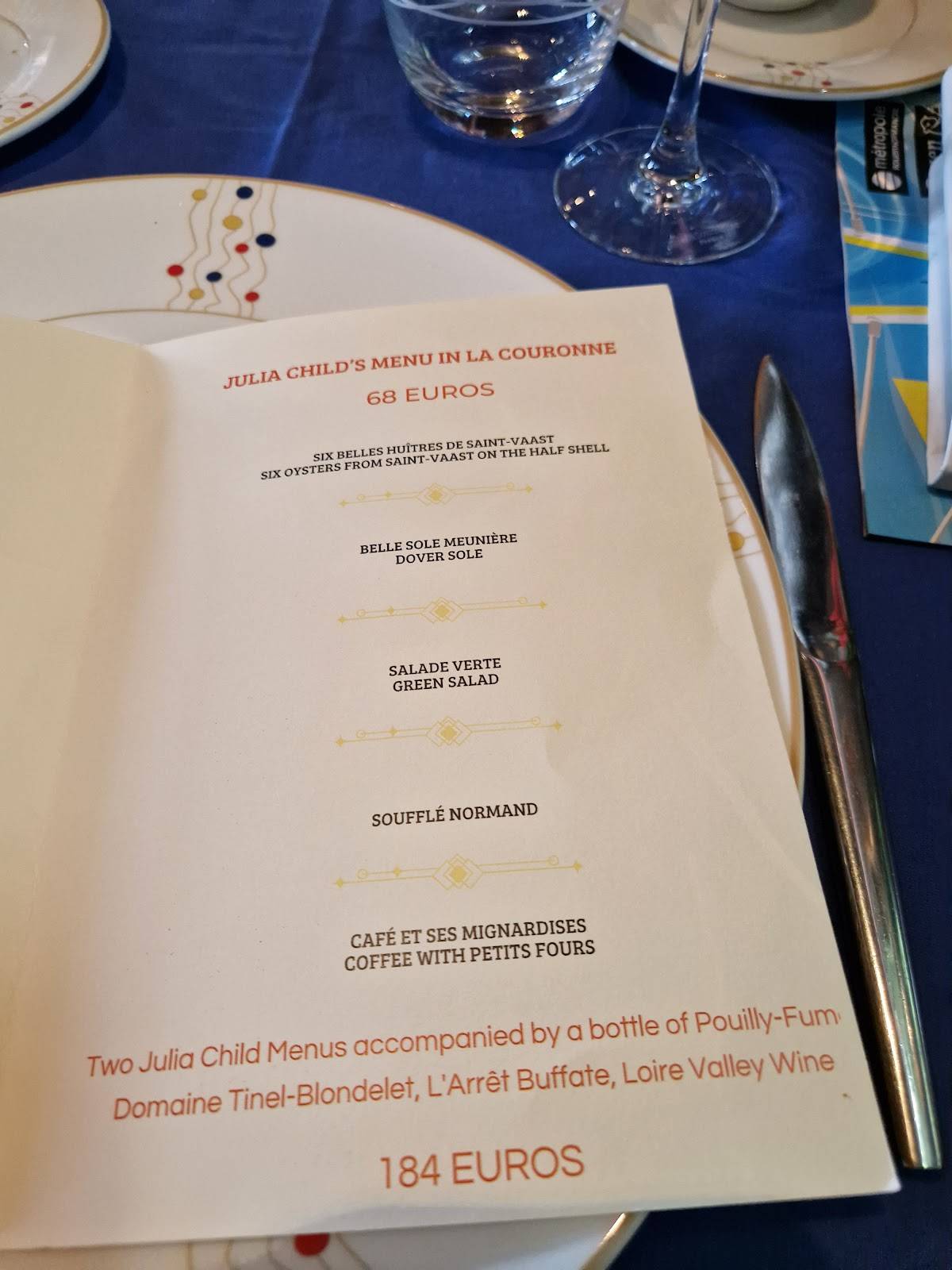 Menu de La Couronne