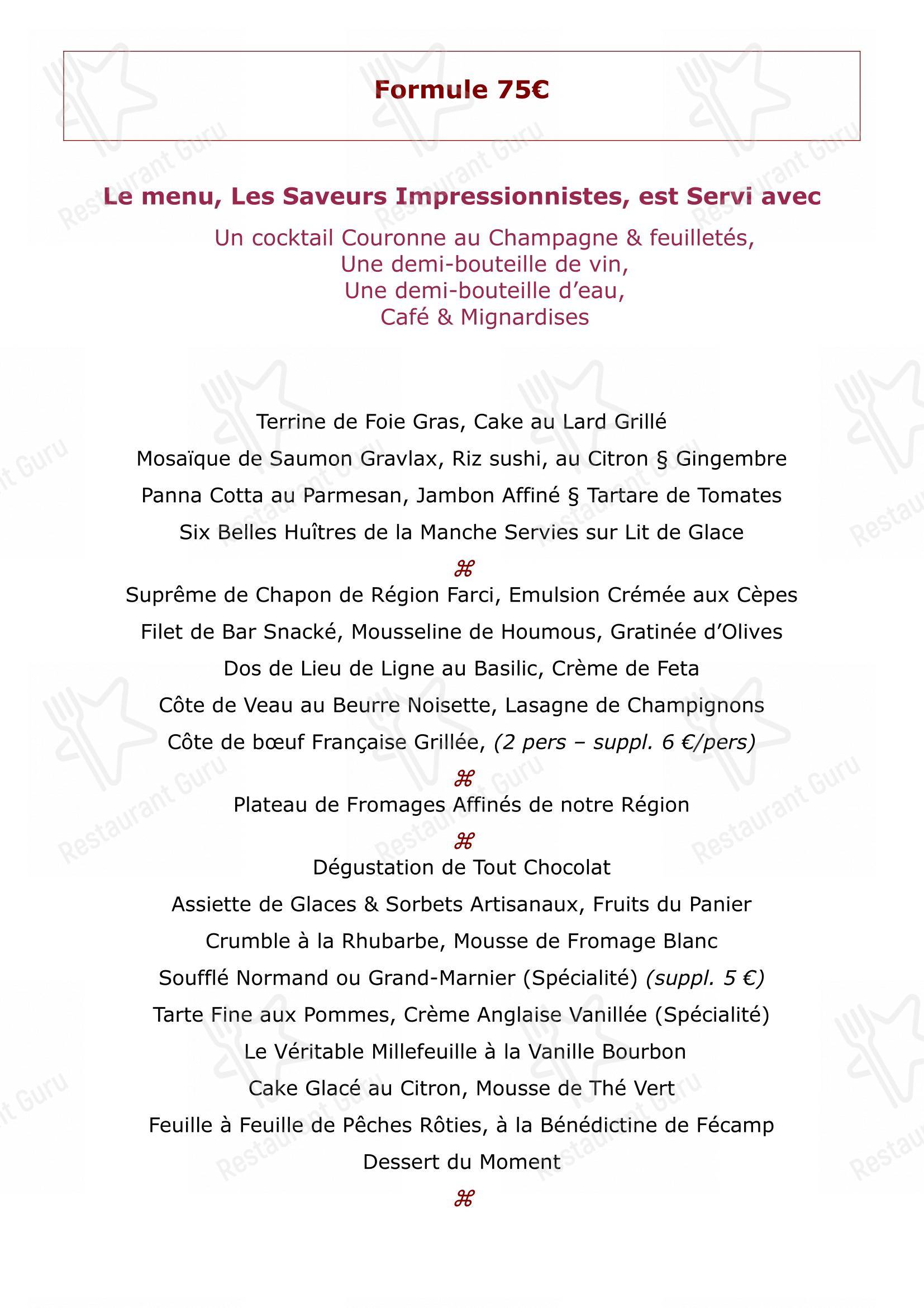 La Couronne dans Rouen - Menu bar