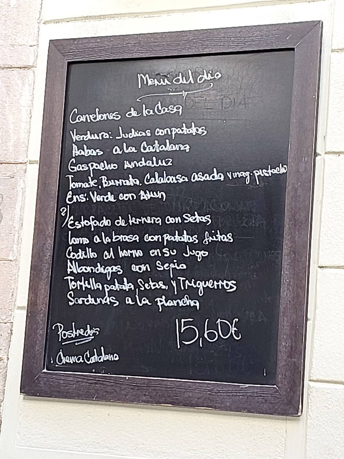 Menu at La Flauta Aribau restaurant, Barcelona, Carrer d'Aribau