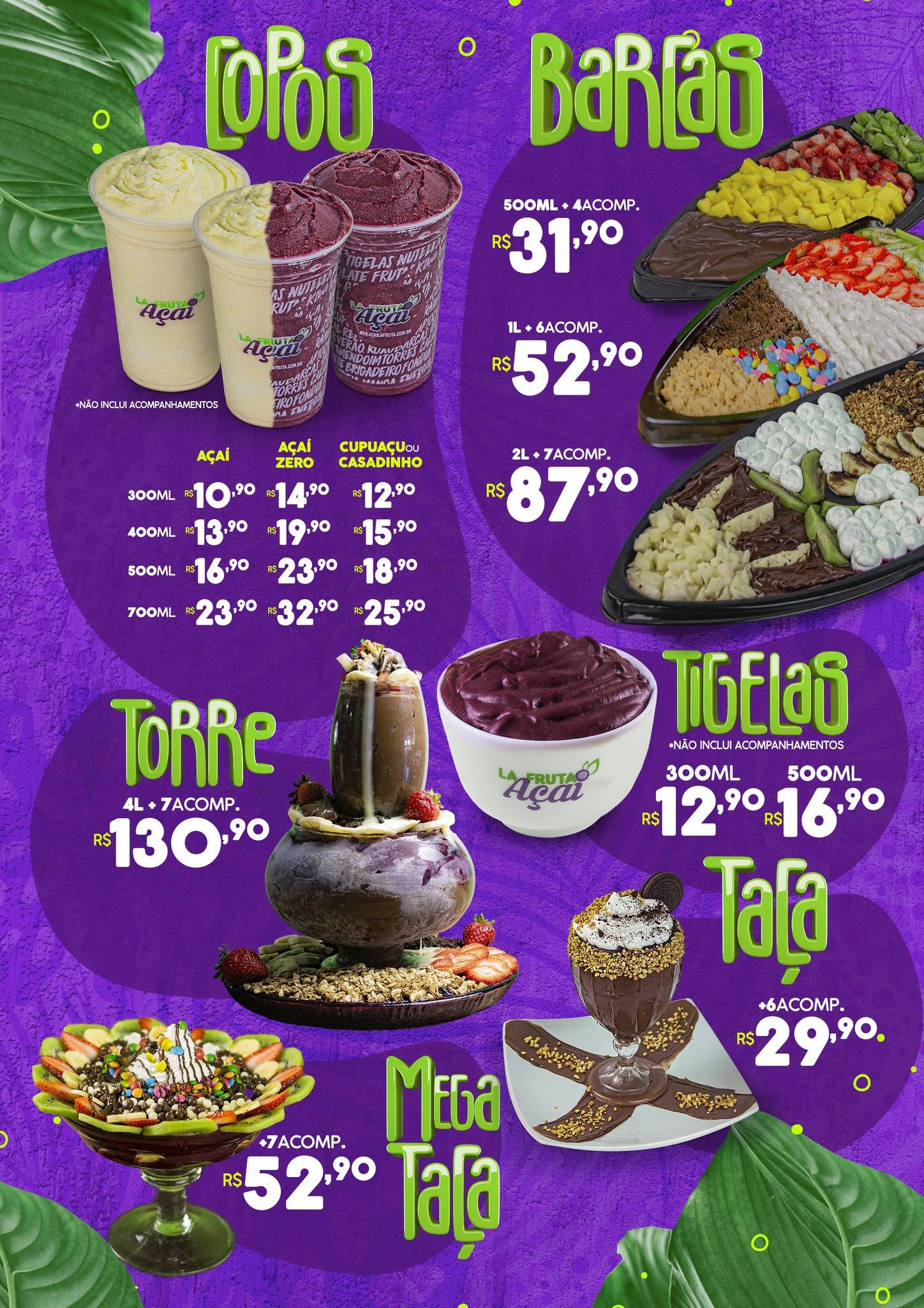 La Fruta Açaí Rio Verde cardápio