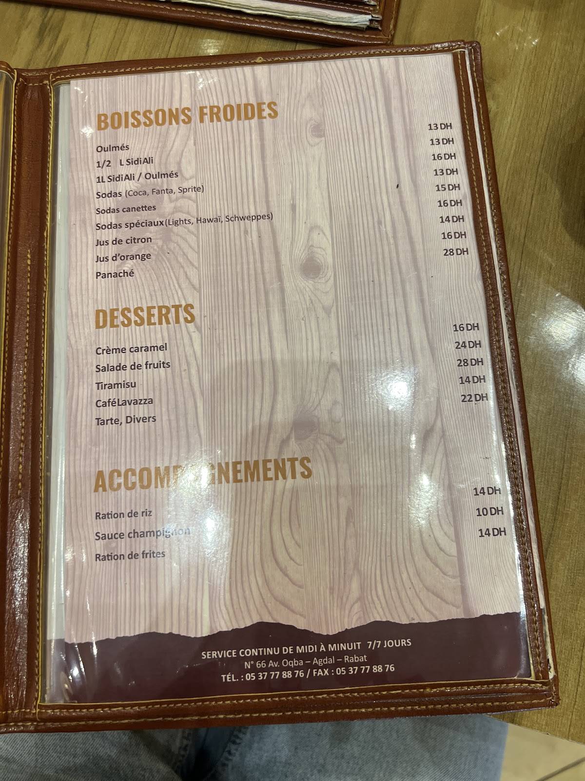 Menu de La Graille