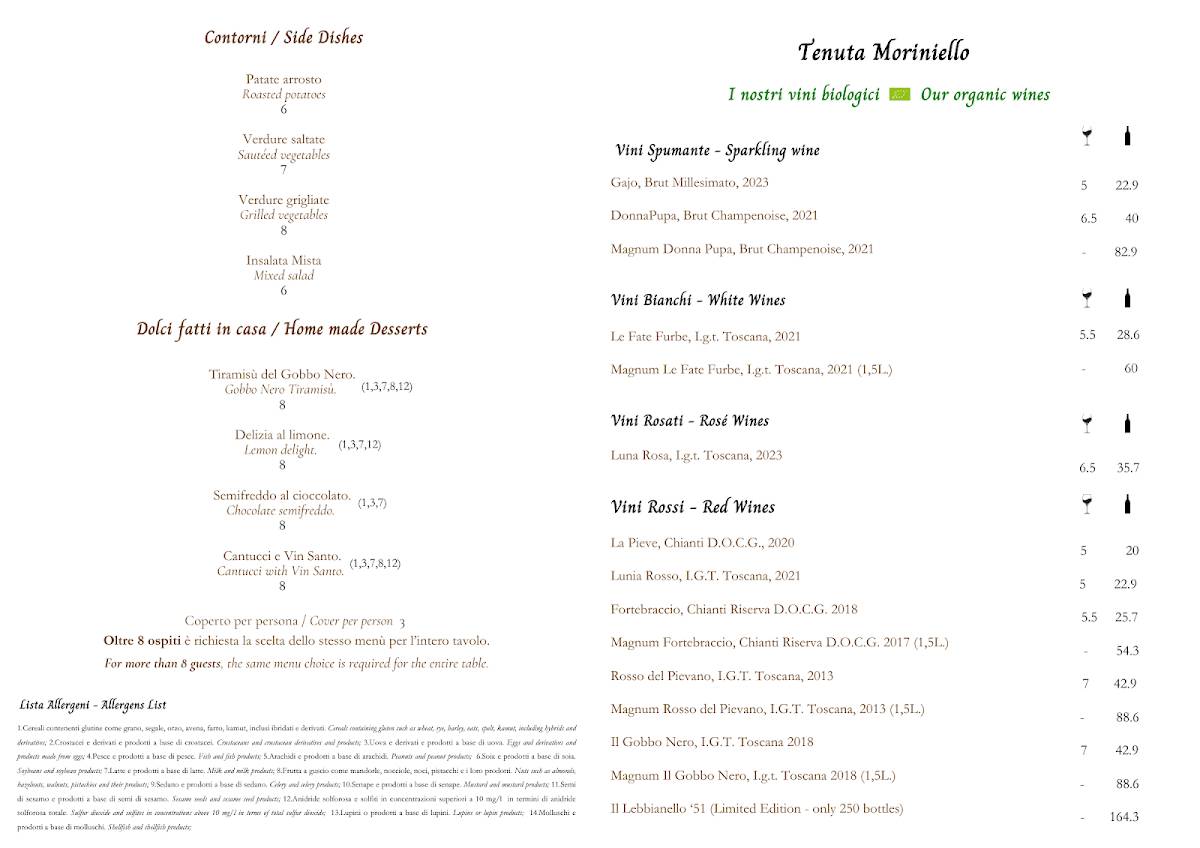 Menu di La Locanda del Gobbo Nero 