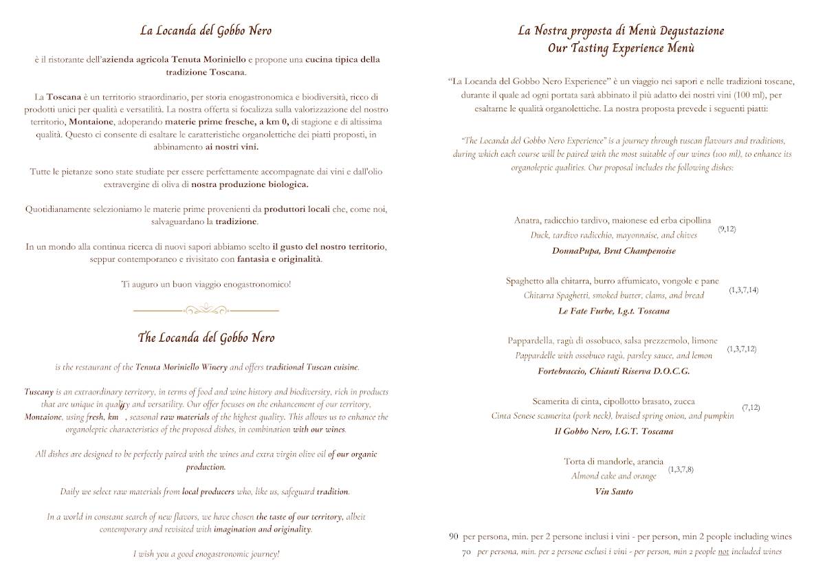 Menu di La Locanda del Gobbo Nero 