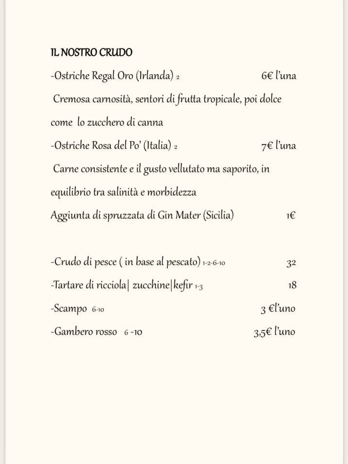 Menu di La Maison 