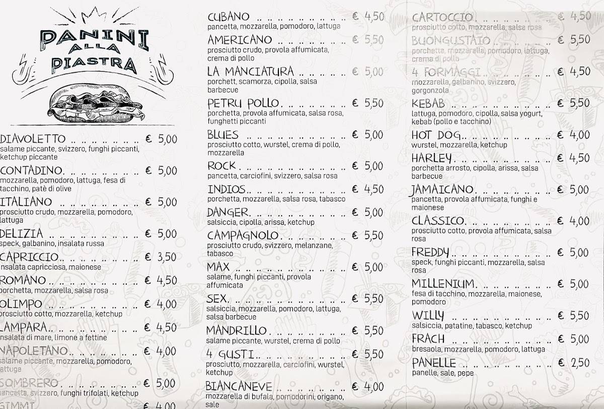 Menu di La Manciatura 