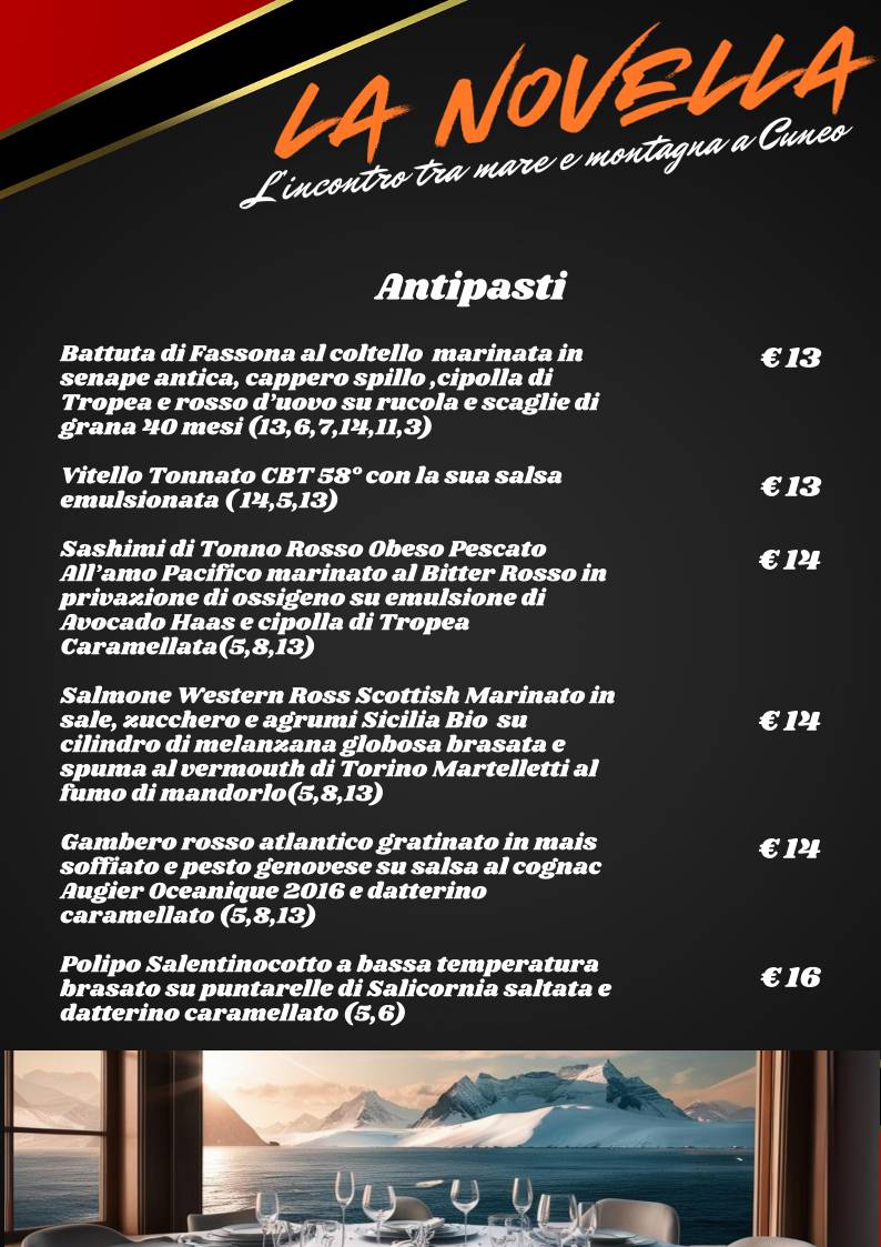 Menu di La Novella 