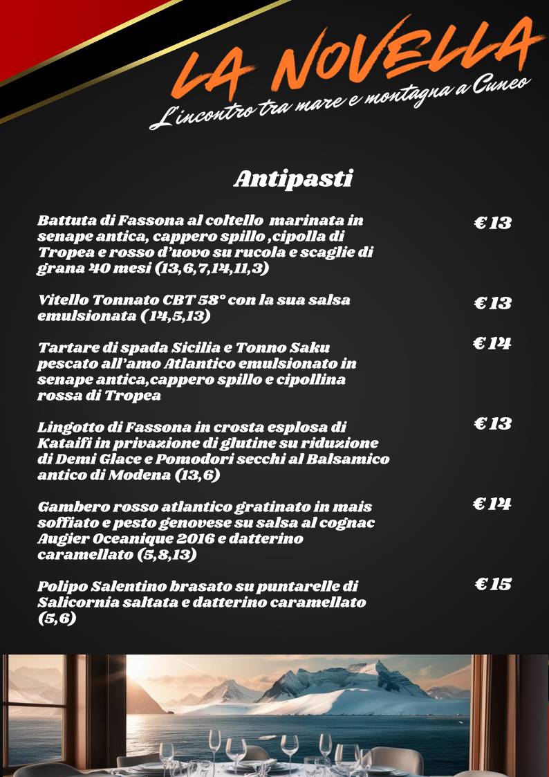 Menu di La Novella 