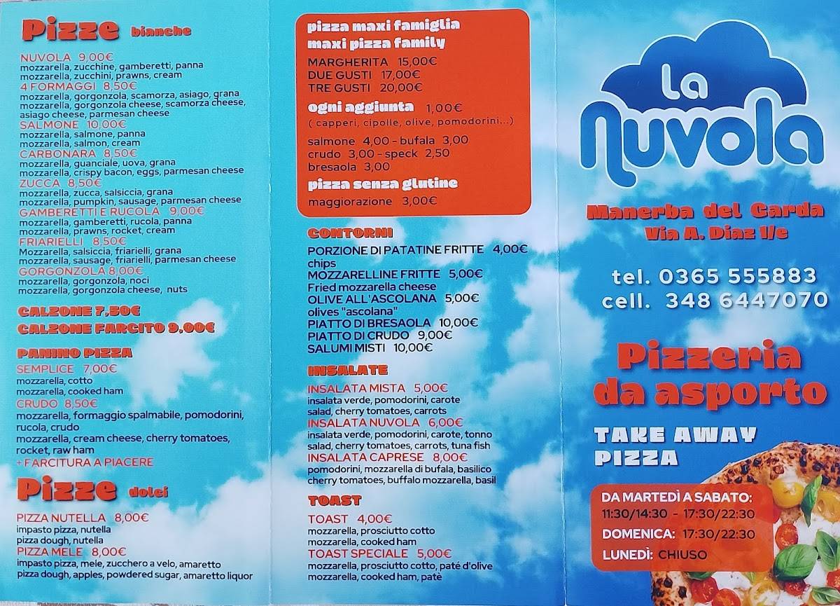 Menu di La Nuvola 
