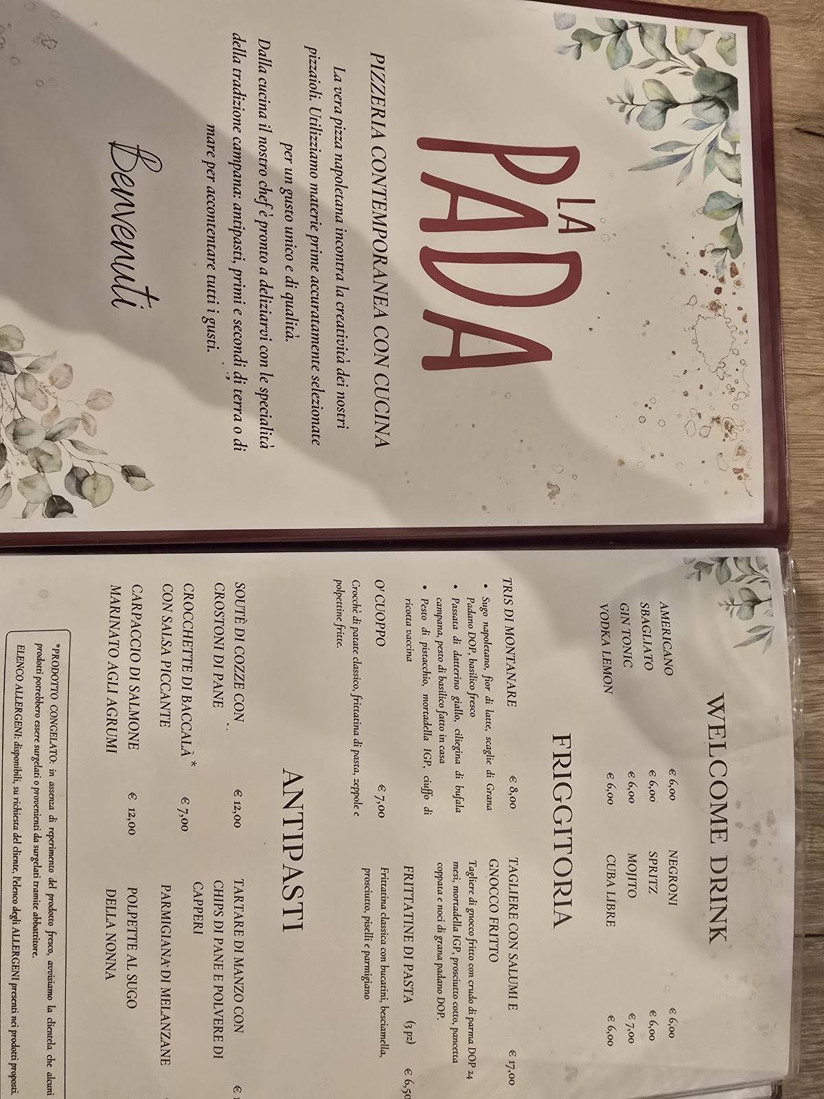 Menu di La Pada 
