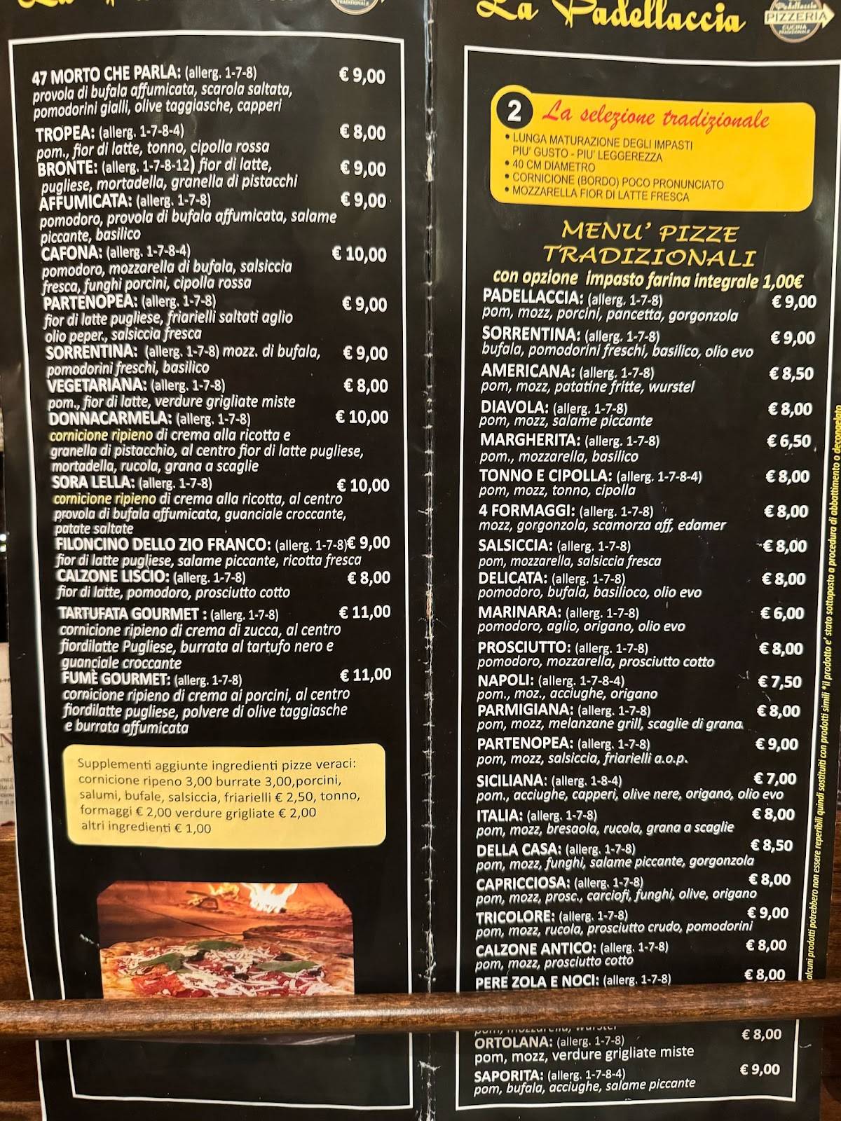 Menu di La Padellaccia 