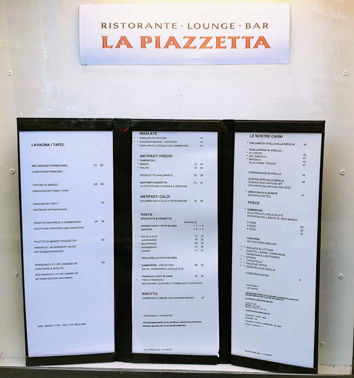Menu di La Piazzetta 
