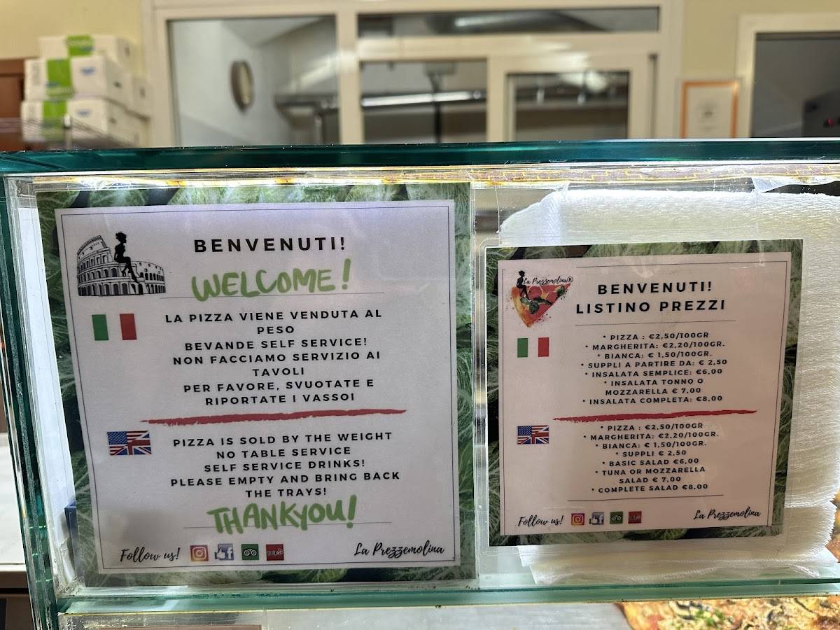 Menu di La Prezzemolina 