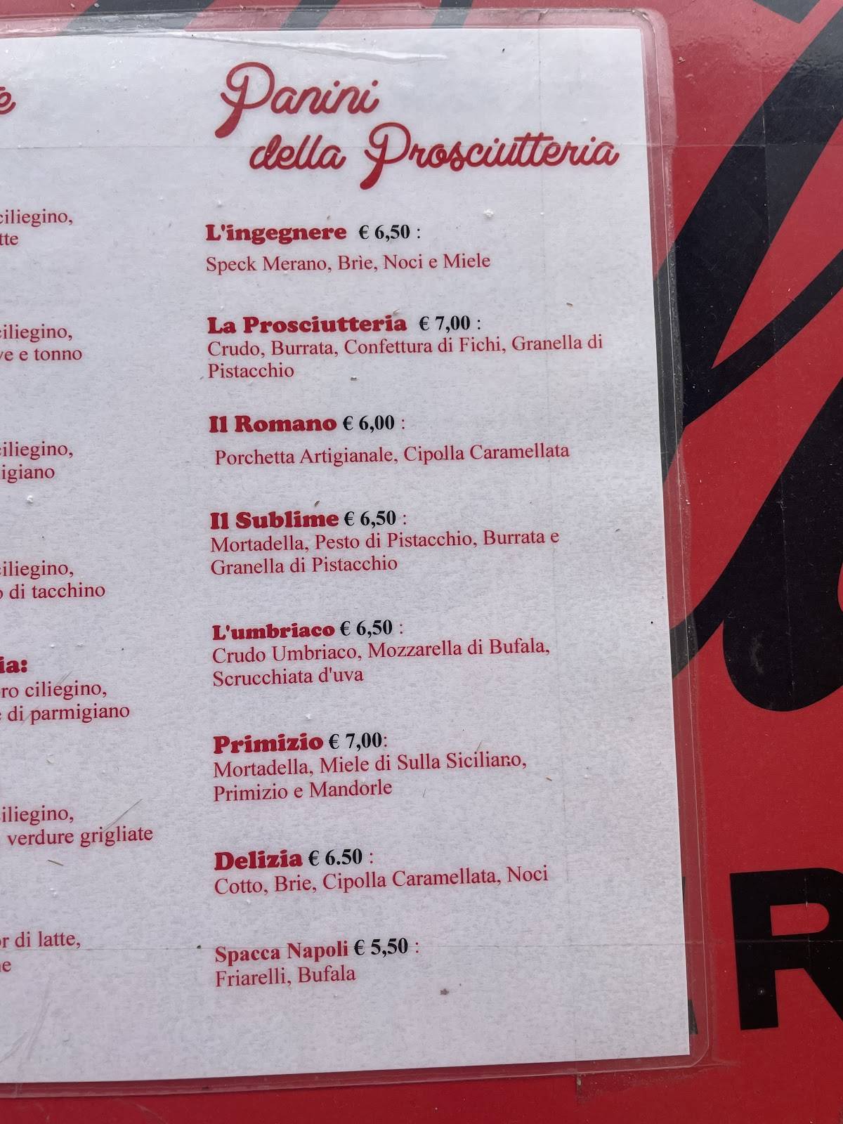 Menu di La Prosciutteria di Rappa Salvatore 