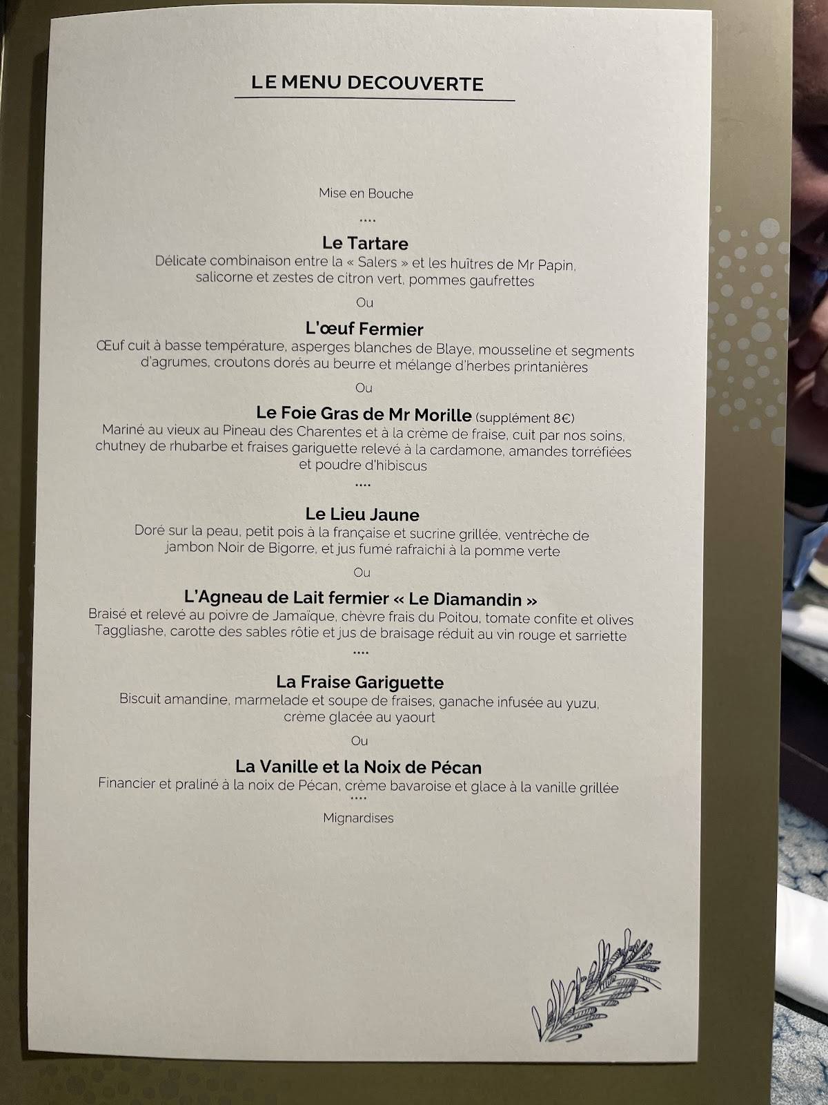 Menu de Restaurant Les Flots