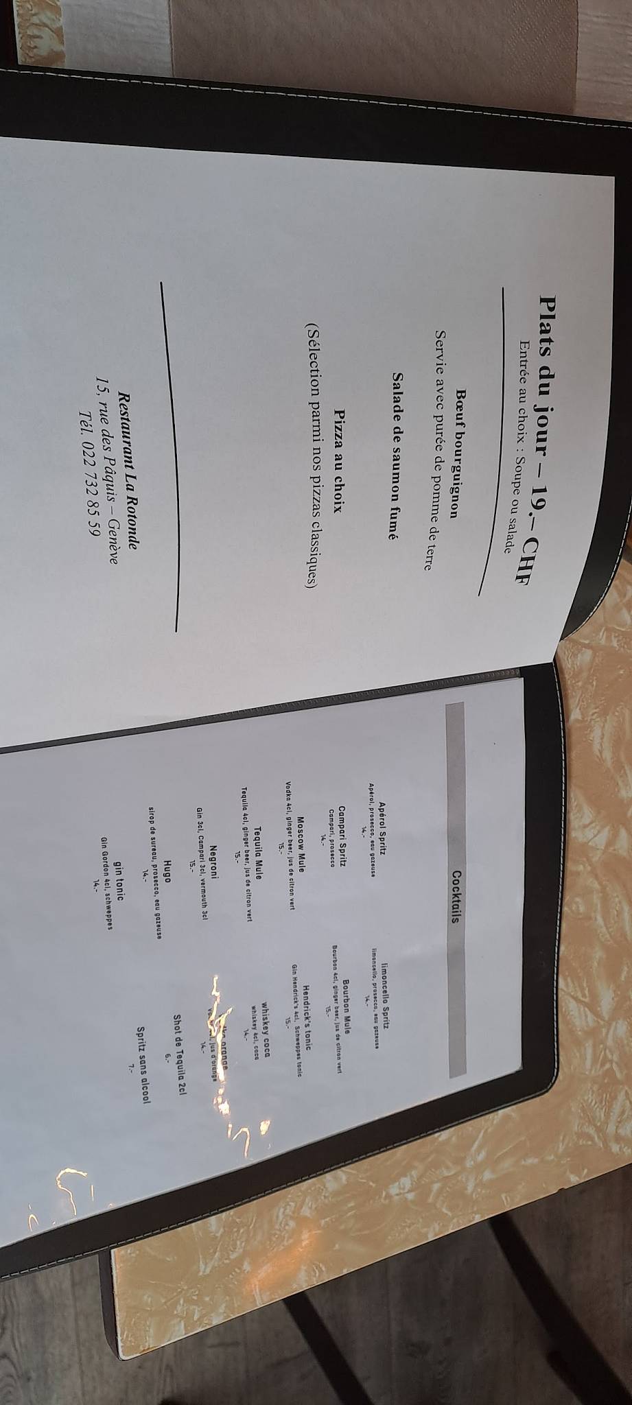 Menu de La Rotonde