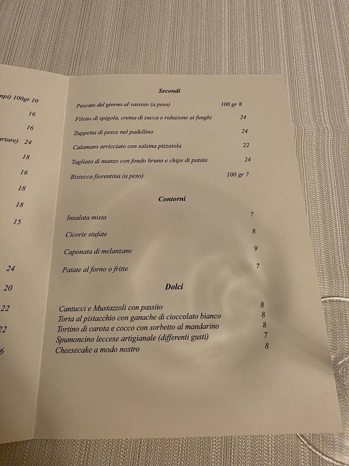 Menu di La Scarpetta Hostaria 