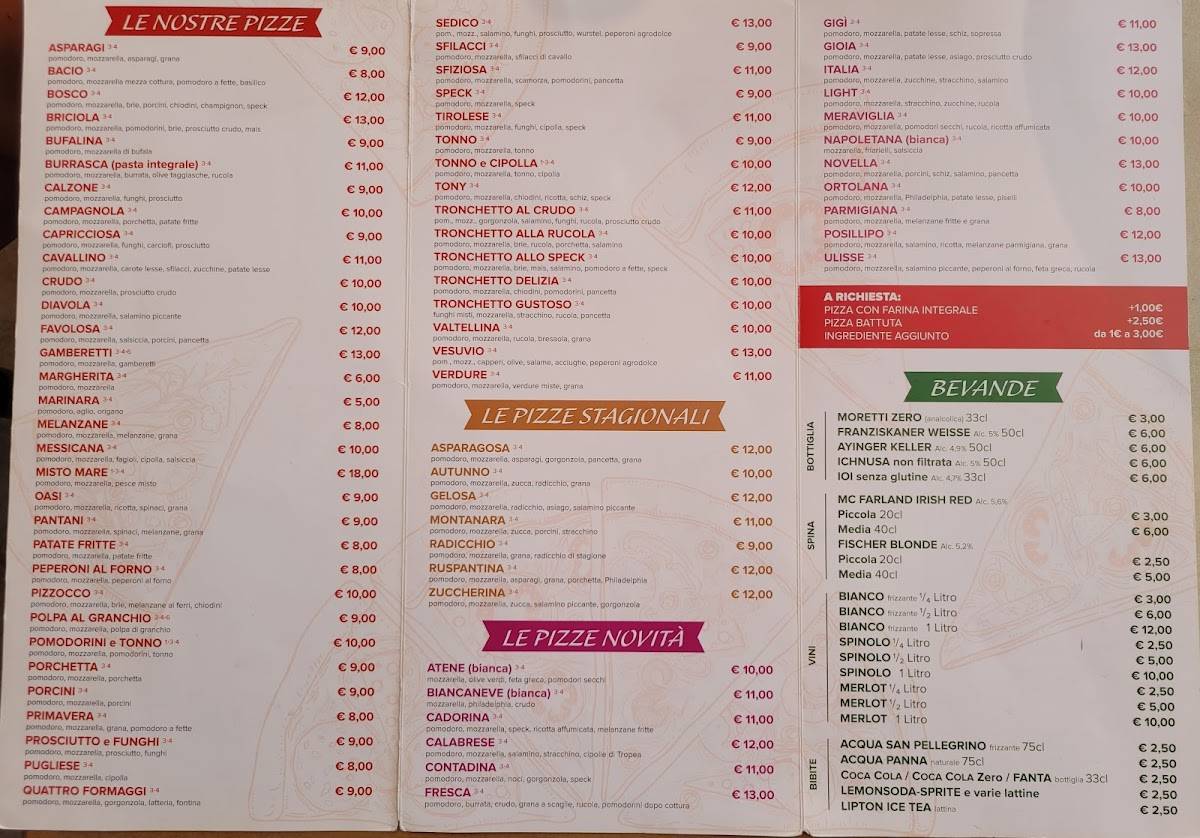 Menu di Pizzeria Ristorante La Scogliera 