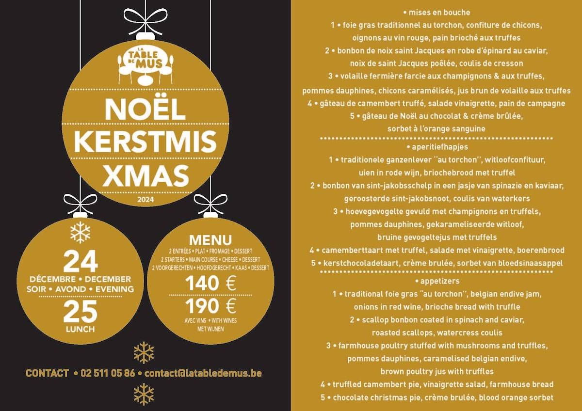 Menu de La Table de Mus