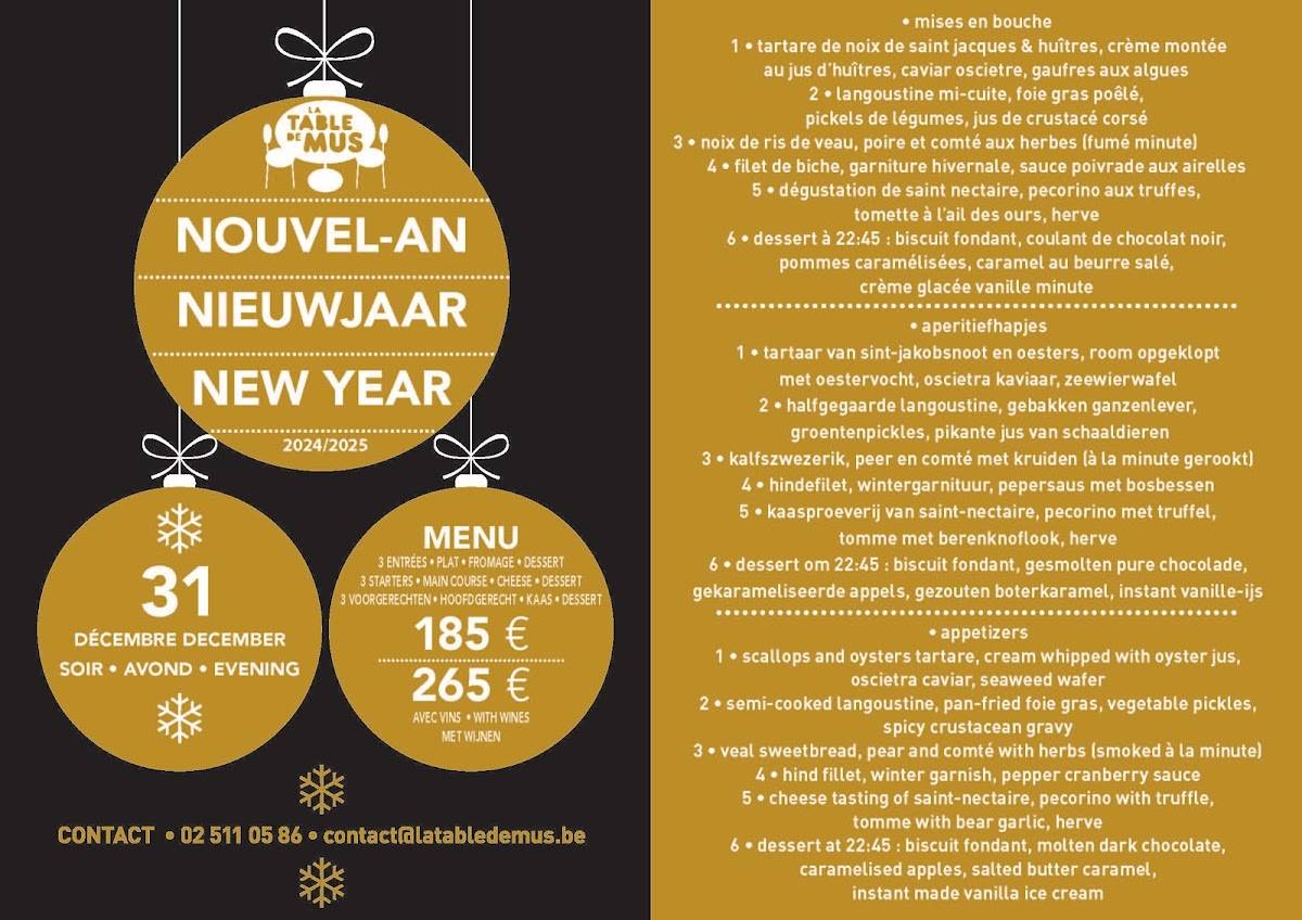 Menu de La Table de Mus