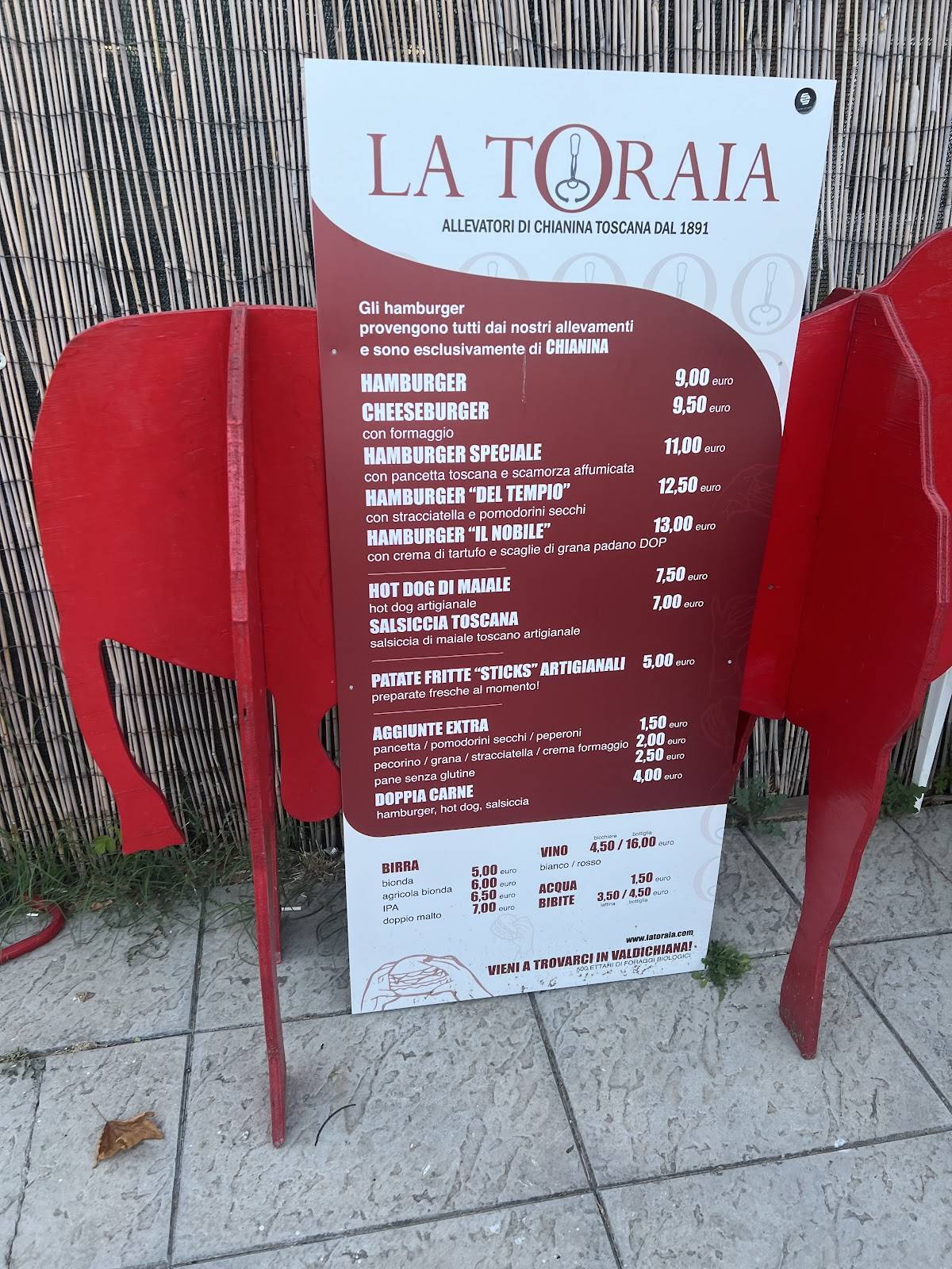 Menu di La Toraia 