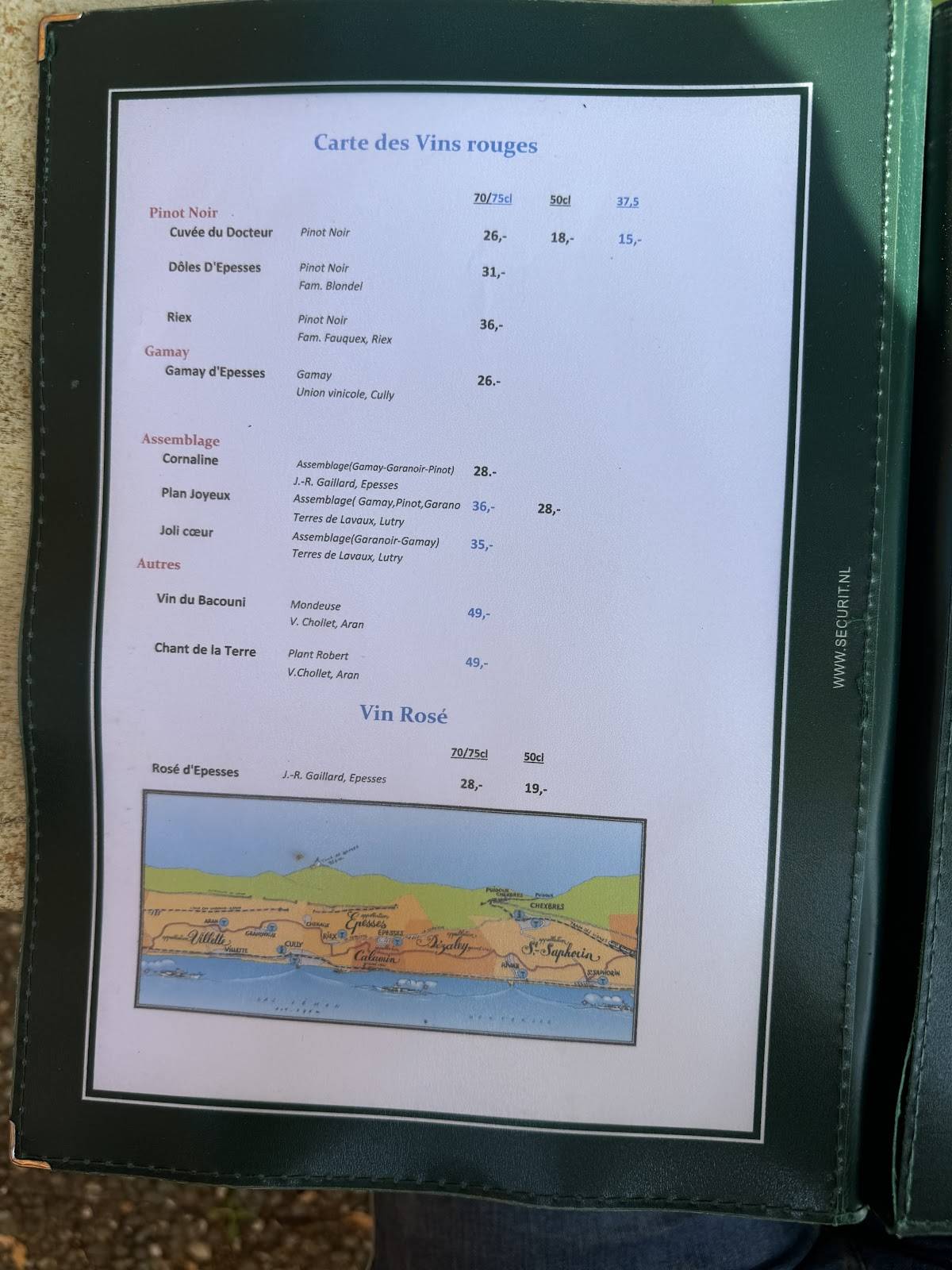 Menu di La Tour de Gourze 