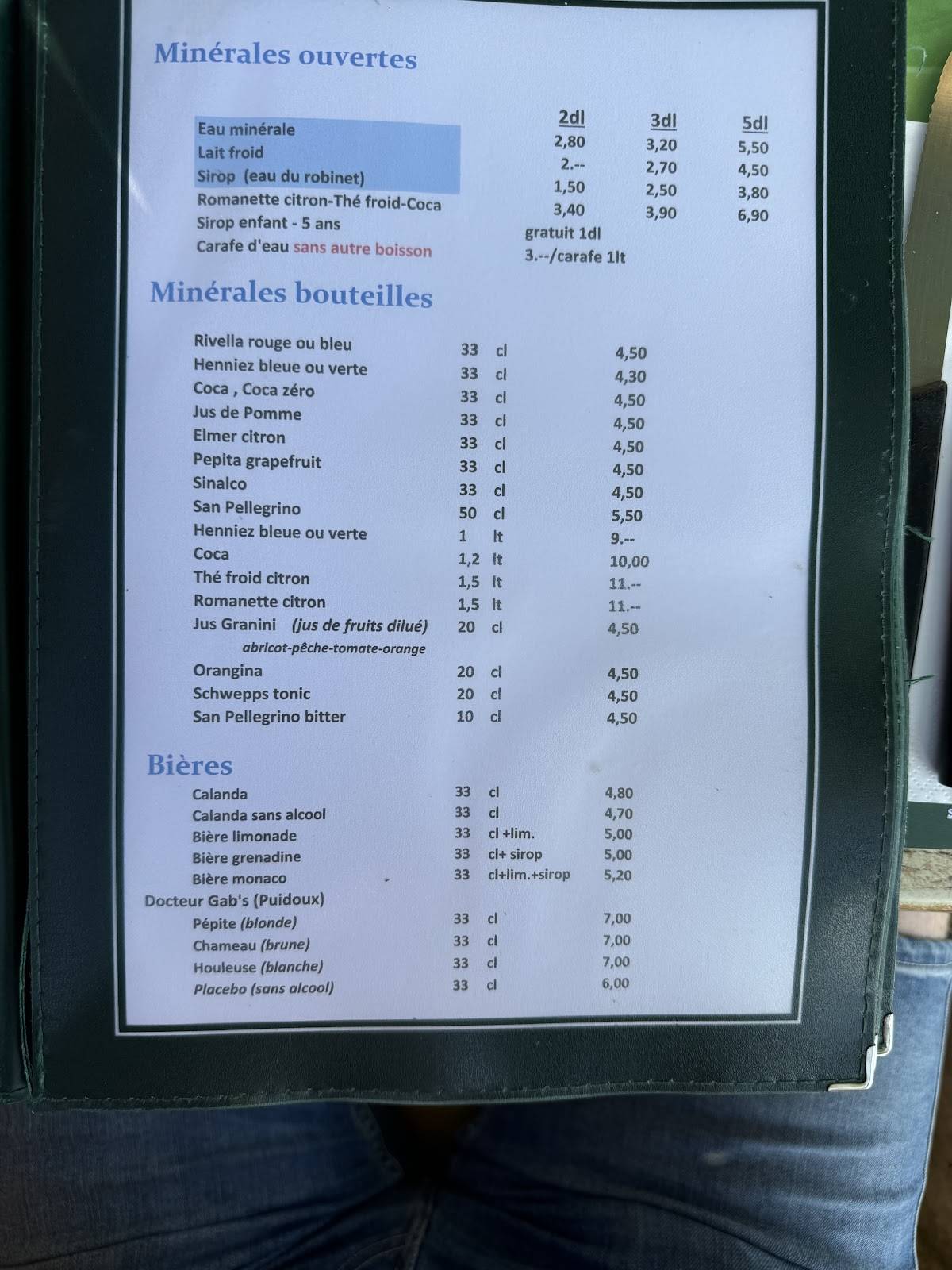 Menu di La Tour de Gourze 